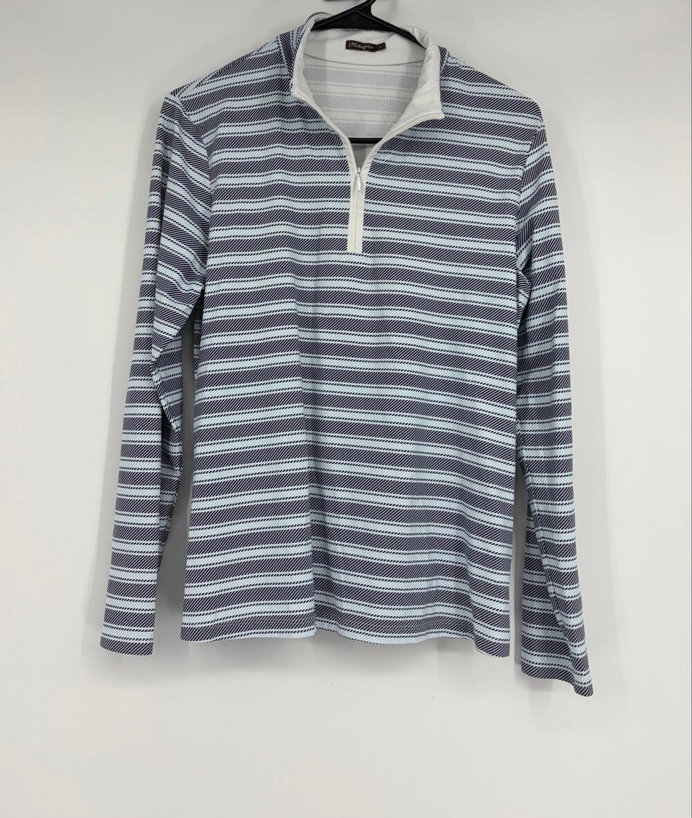 J. McLaughlin Bedford 1/4 Zip Striped Pullover Catalina Cloth